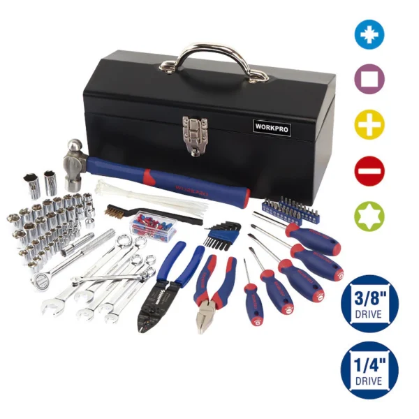 WORKPRO - JUEGO 160PZ CAJA METALICA W009027